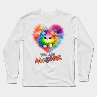 Fluffy: "You are awsome" collorful, cute, furry animals Long Sleeve T-Shirt